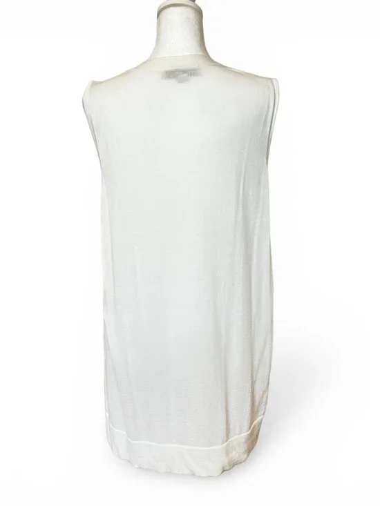 LOFT Ivory Sleeveless V-Neck Knit Top Soft Minimalist Quiet Luxury Career - Picture 4 of 8